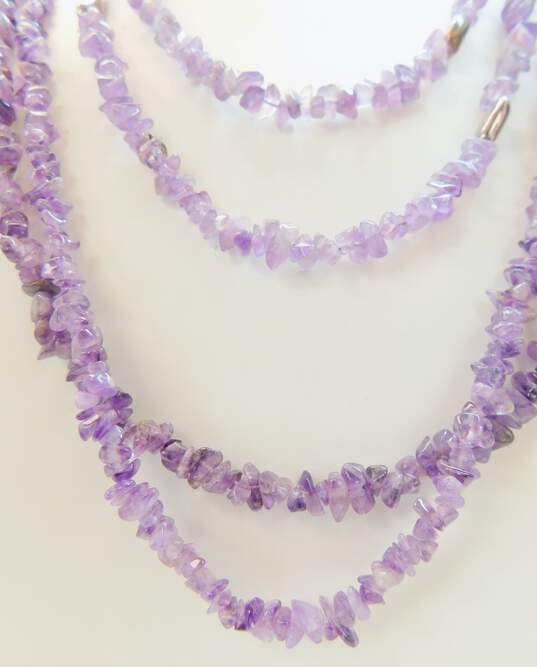 Sterling Silver Amethyst Nugget Necklaces 159.3g image number 3