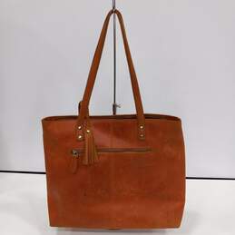 S-Zone Brown Cowhide Leather Tote Bag with Tassels alternative image