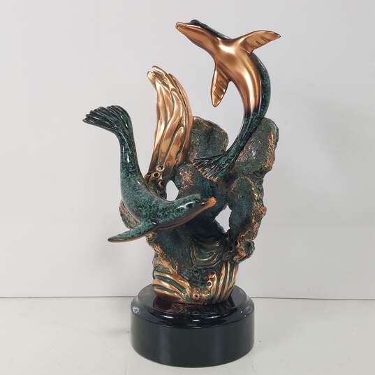 Vintage DONJO Sea Lions  Copper Sculpture Signed image number 1