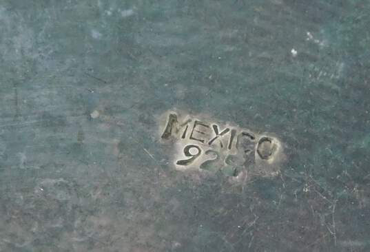Taxco Mexico 925 & Brass Sun Face Clip On Earrings & Faux Malachite Bracelet image number 7