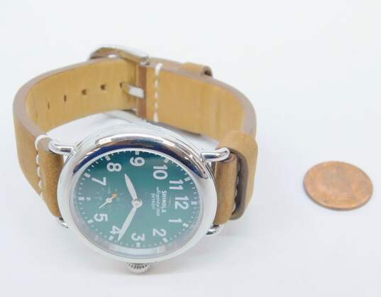 Shinola S0100300749 Detroit Stainless Steel Green Dial Sapphire Crystal Watch 57.1g image number 6
