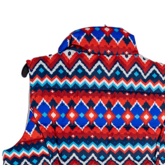 NWT Womens Blue Red Fair Isle Mock Neck Full-Zip Puffer Vest Size M 10-12 image number 4