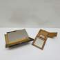 x2 Mixed Lot VTG. Gold-Toned Compact Makeup Beauty Mirror image number 2