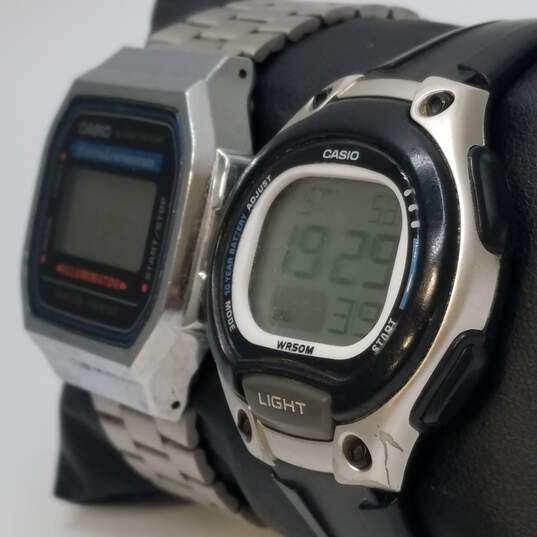 His and Hers Vintage Retro Design Casio Stainless and Rubber Quartz Watch Bundle image number 4