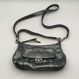 Coach Womens Silver Leather Adjustable Strap Zipper Crossbody Bag Purse