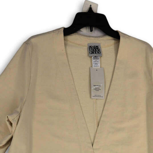 NWT Womens Ivory Long Sleeve Ruched Button Front Cardigan Sweater Size XL image number 3