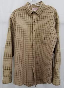 Men's Vintage Senpia Patterned Flannel Shirt Large