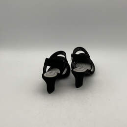 Womens Black Suede Pointed Toe Side Zipper Block Strappy Heels Size 8.5 alternative image