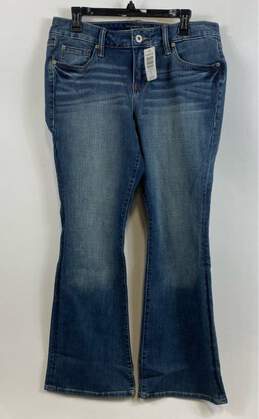NWT Torrid Womens Blue Premium Ultra Stretch Denim Flared Jeans Size 12 Short