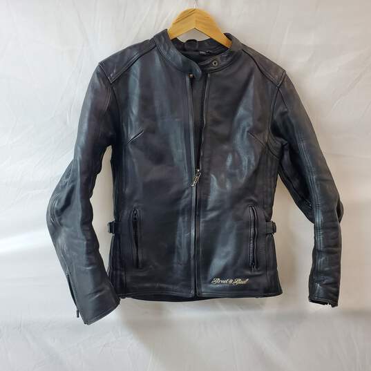 Street & Steel Ride the Life Black Leather Motorcycle Jacket Size XS image number 1