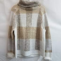 Evereve Buffalo Check Turtleneck Pullover Rd Style Softsand Brown Size M