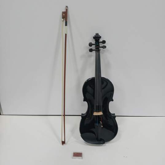 Le Var Black 4 String Violin Model JYVL-E900MB In Case With Bow (Missing A String) image number 2