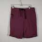Mens Flat Front Drawstring Waist Zipper Pockets Swim Shorts Size 33 image number 1