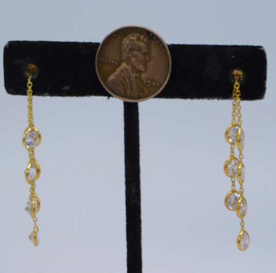 Elegant 14K Yellow Gold CZ Drop Earrings 3.2g image number 3