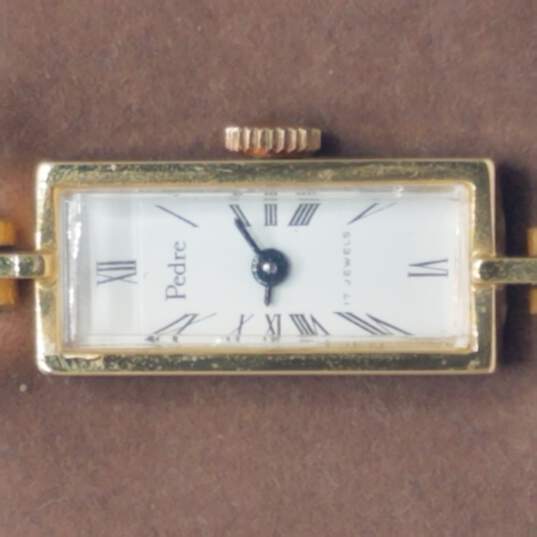 Pedre 17 Jewels Gold Tone Vintage Manual Wind Bracelet Watch image number 1
