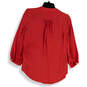 Womens Red Regular Fit 3/4 Balloon Sleeve V-Neck Blouse Top Size SP image number 2