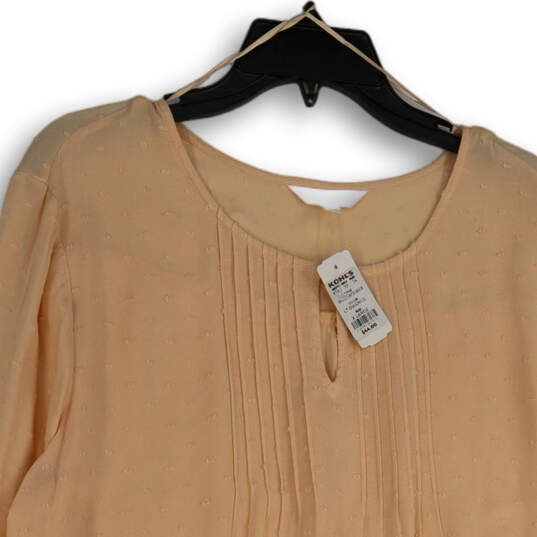 NWT Womens Peach Long Sleeve Crew Neck Pullover Blouse Top Size XL image number 3