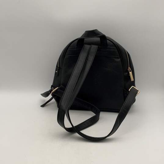 Womens Black Leather Studded Adjustable Strap Zipper Backpack Bag image number 2