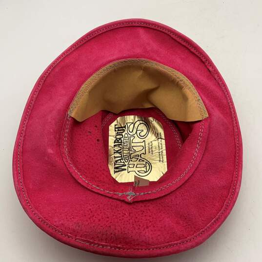 Walkabout Mens Pink Leather Wide Brim Fitted Cowboy Hat Size Small image number 5