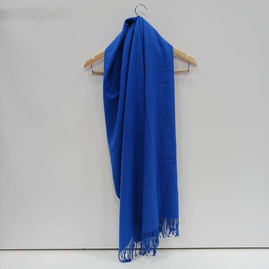Women's Blue Cashmere Scarf image number 5