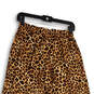 Womens Beige Black Leopard Print Elastic Waist Wide Leg Ankle Pants Size XS image number 4