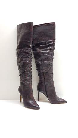 Vince Camuto Kentelli Ruched Faux Snakeskin Knee High Boot Women's Size 7M