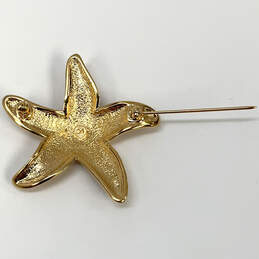 Designer Swarovski Gold-Tone Rhinestone Fashionable Starfish Brooch Pin alternative image