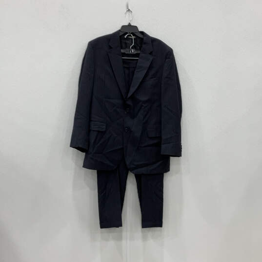 Mens Blue Striped Collared Blazer And Pants Two-Piece Suit Set Size 44L/39L image number 1