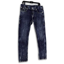Womens Blue White Denim Medium Wash Stretch Pockets Skinny Jeans Size 34