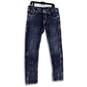 Womens Blue White Denim Medium Wash Stretch Pockets Skinny Jeans Size 34 image number 1