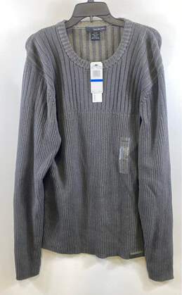 NWT Calvin Klein Mens Gray Cotton Long Sleeve Ribbed Pullover Sweater Size XL