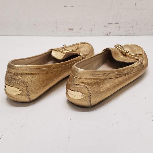 Michael Kors Leather Bow Detail Loafers Gold 9 image number 4