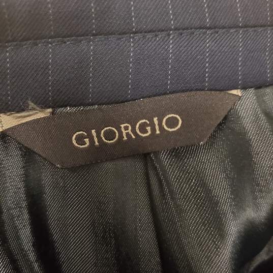 Giorgio Men Navy Striped Blazer Suit Jacket 48R image number 3