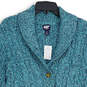 Womens Blue Knitted Long Sleeve Button Front Cardigan Sweater Size Medium image number 3