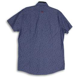 NWT Castro Mens Blue Spread Collar Short Sleeve Button Up Shirt Size XL alternative image