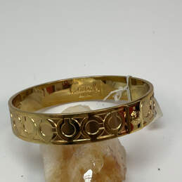NWT Designer Coach Gold-Tone Signature Print Fashionable Bangle Bracelet