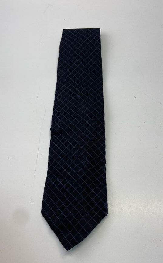 GUCCI Italy Black Check 100% Silk Necktie Tie image number 1