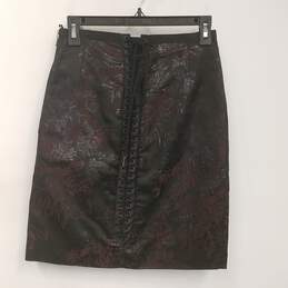 Womens Black Floral Embossed Side Zip Corset Straight & Pencil Skirt Sz 38 alternative image