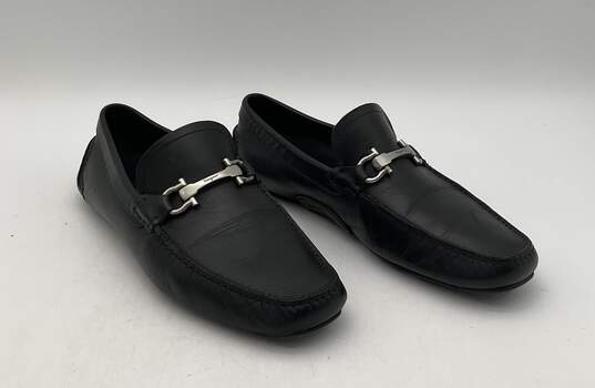 Salvatore Ferragamo Men's Size 8 Black Leather Driver Shoes image number 3
