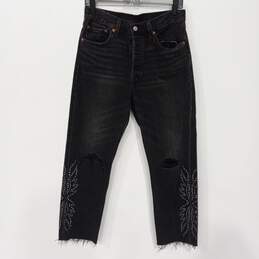 Levi's Women's 501 Button Fly Original Cropped Black Jeans Size 27x26