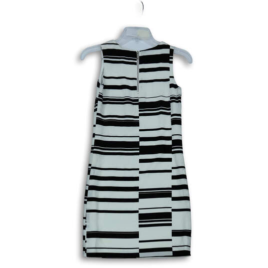 Womens White Black Striped Sleeveless Knee-Length Shift Dress Size Size 00P image number 2