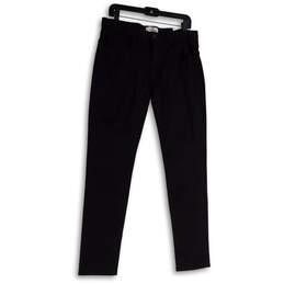 Mens Black Flat Front Straight Leg Slash Pocket Dress Pants Size 32/32
