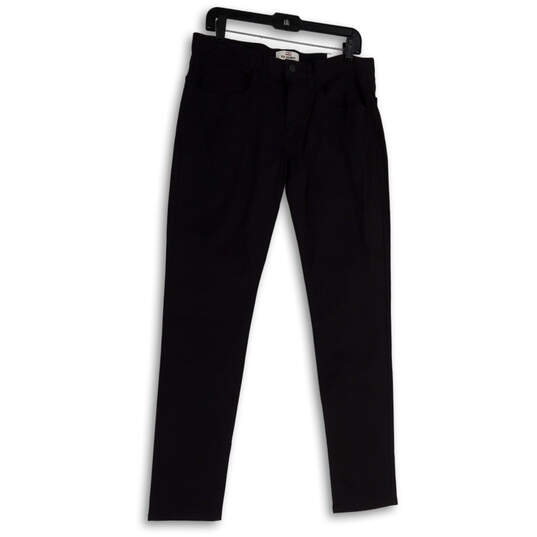 Mens Black Flat Front Straight Leg Slash Pocket Dress Pants Size 32/32 image number 1