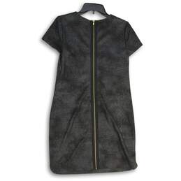 Womens Black Round Neck Short Sleeve Back Zip Short Sheath Dress Size 4 alternative image