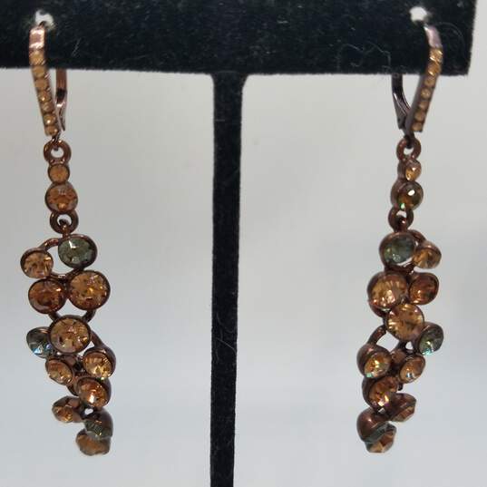 Givenchy Gold Tone Faceted Crystal 7.5inch Bracelet + Dangle Earrings Jewelry Set 2pcs 32.7g image number 2