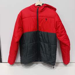 Men's U.S. POLO Assn. Men's Red & Black Hooded Jacket Size  L