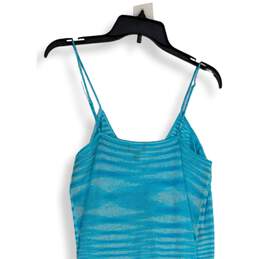 Bebe Womens Blue Striped Sleeveless V-Neck Pullover Tank Top Size Large alternative image