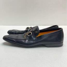 Magnanni Black Leather Buckle Loafers Shoes Size 10.5 M