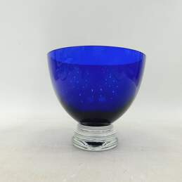 Cobalt Blue Glass Footed Bowl