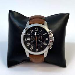 Designer Fossil Grant FS4813 Brown Leather Chronograph Analog Quartz Wristwatch